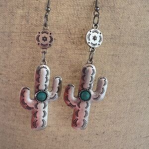 Handmade turquoise cactus earrings